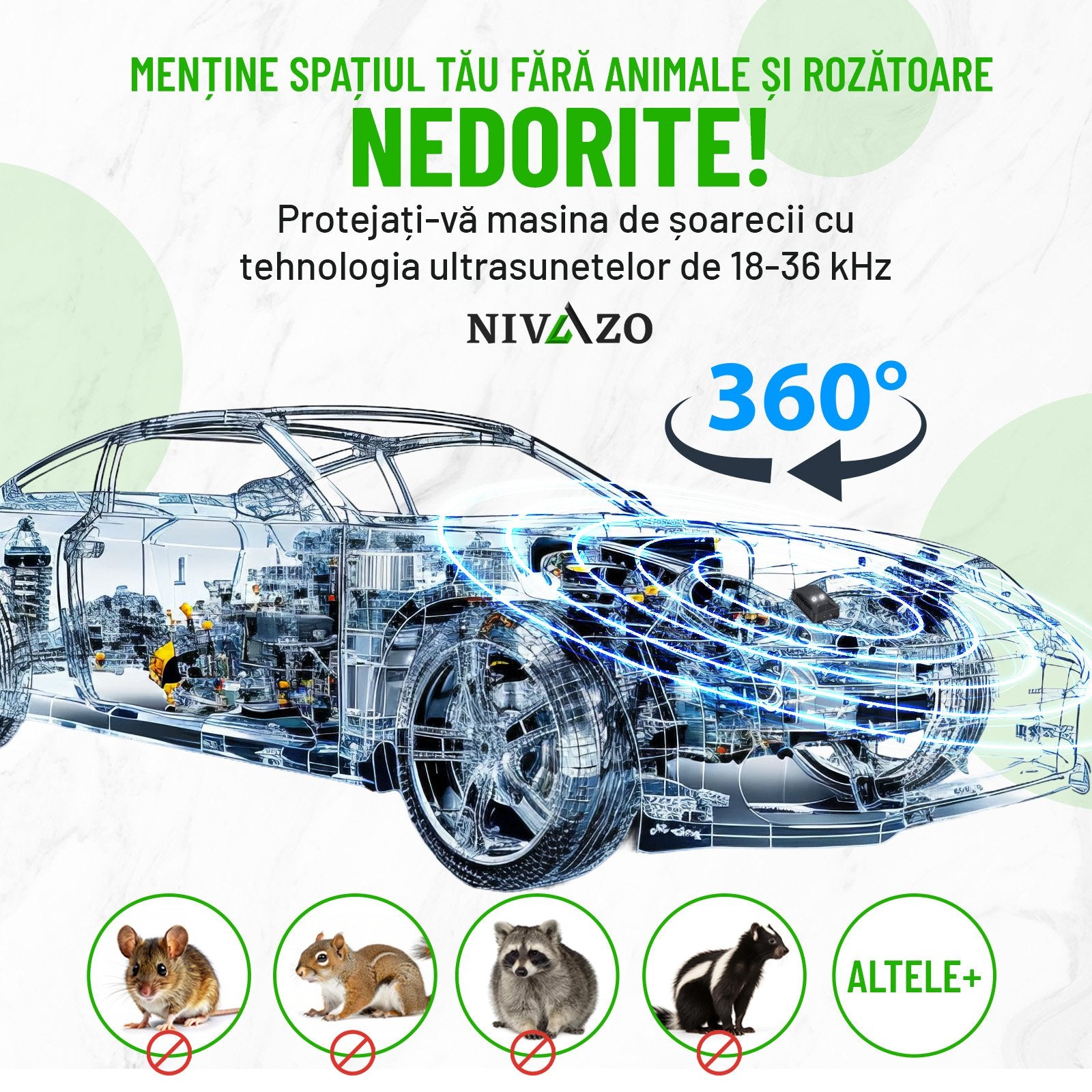Aparat anti-rozatoare autovehicule, Nivazo® AR28, 3 modalitati alimentare