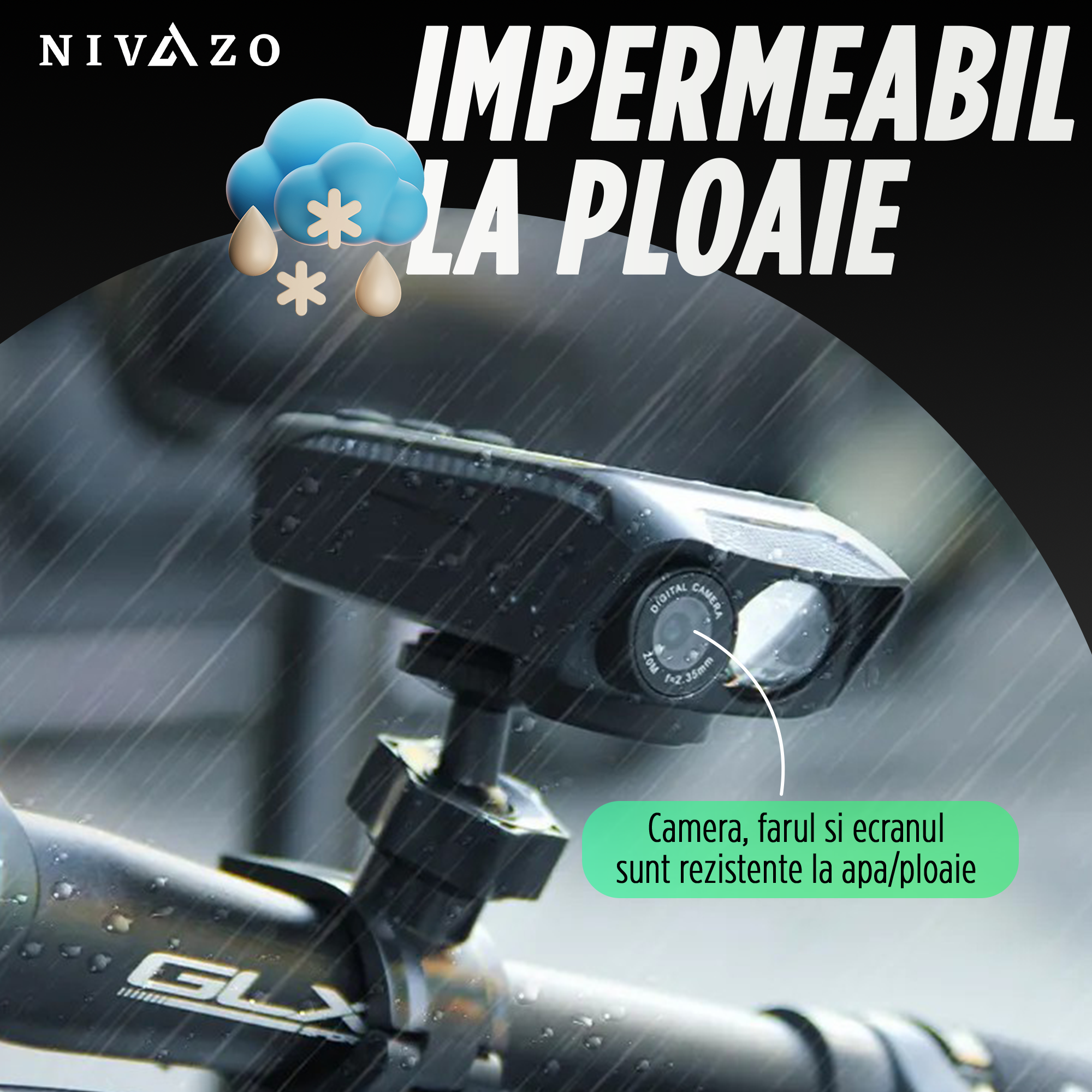 Cameră video bicicletă 3 în 1 Nivazo Vision